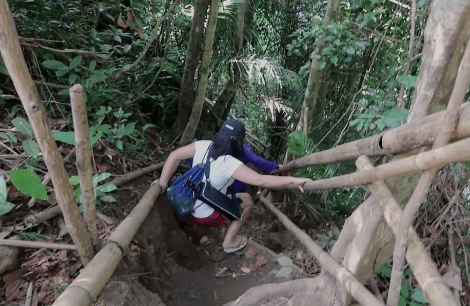 a steep climb down towards the hulugan falls